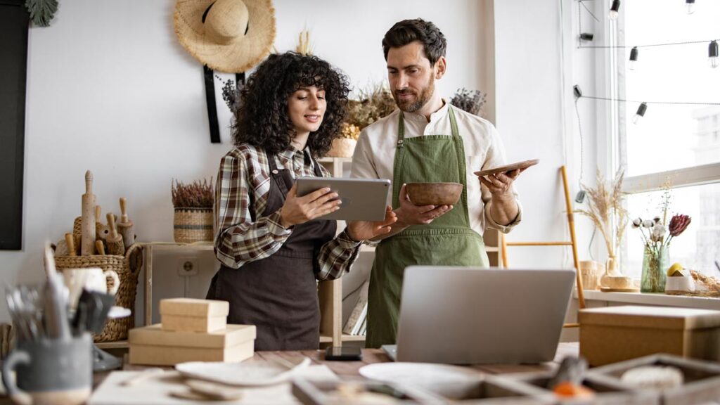 Small Business Owners Reviewing Accounting